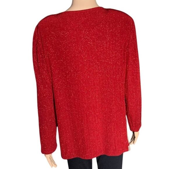 Coldwater Creek Women's M/L Two Piece Jacket & Tank Red Sequin Holiday Glitter - Picture 5 of 14